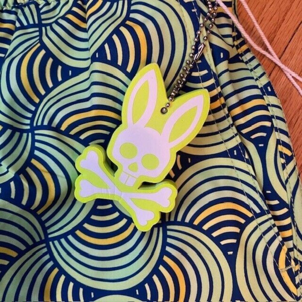 New Psycho Bunny Men's 3xl Lime Green Corton Patterned Swim Trunks MSRP $87.50